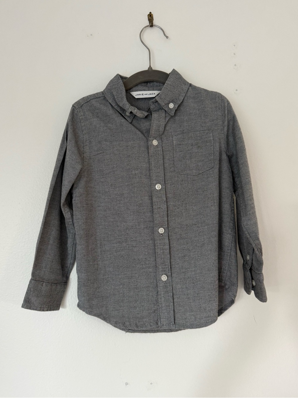 Janie and Jack Grey Twill Button Up Shirt